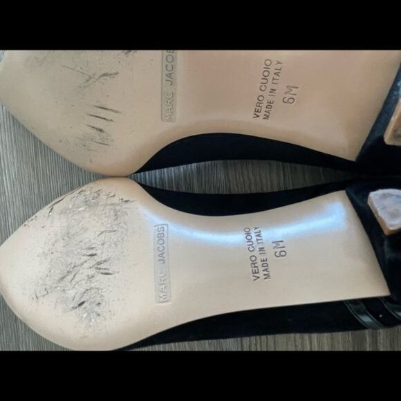 MARC JACOBS Black Suede & Leather Kitten Heel Pointed Toe Size 6 - Picture 13 of 16